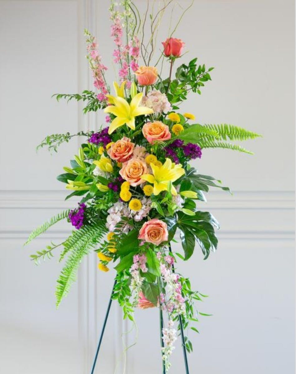 MultiColor Easel Arrangement Flowers by Leslie NH