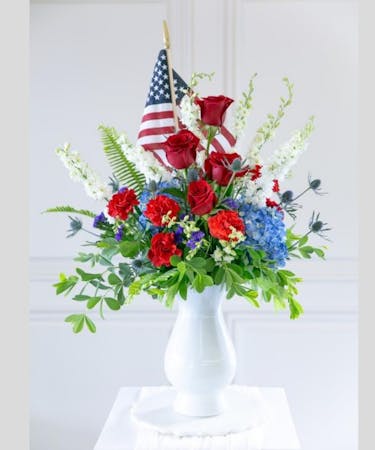 Patriotic Red White & Blue Vase